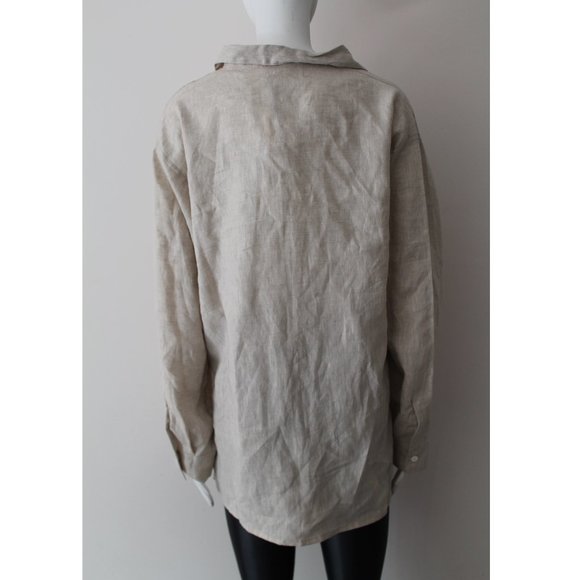 Frankie on Friday Joey Button Down Linen Blouse / Large / Flax Oversized - Picture 3 of 11